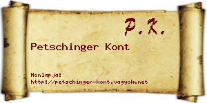Petschinger Kont névjegykártya